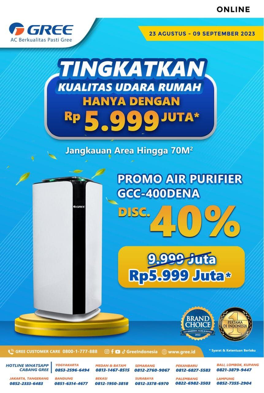 Air Purifier Gree CEP – GCC400DENA + Free Instalasi